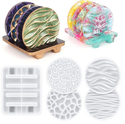 Round Coaster Mold Set - Resin Silicone Mold - Round Heart Coaster Molds, Coaster Holder Molds for Resin Casting, Cups Mats, Home Decoration