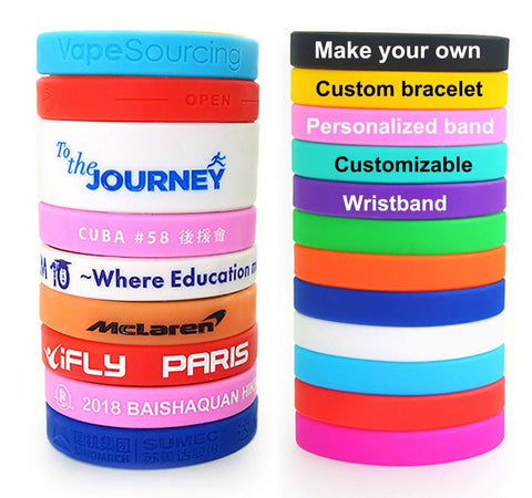 100 Pcs Custom Wristbands - Personalized Text Printing Rubber Silicone Bracelet Events Motivation Gifts Cancer Support Fundraisers Awareness