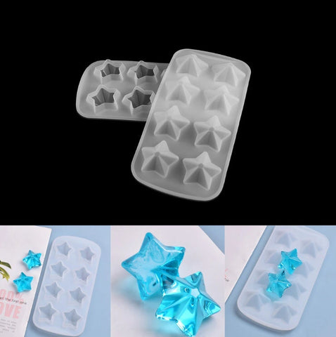 Star Silicone Mold -Star Resin Molds - Five Pointed Resin Star Mold- 8 Grids Star Ice Cube Mold - Star Beads Mold- Epoxy Resin Star Mold