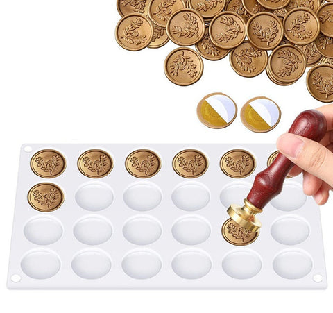 Sealing Wax Mold,24 Cavity Round Wax Print Base Silicone Mold, Chocolate Mousse Mold Circular Sheet, Clay Resin Soap Glue Wax Seal Mold