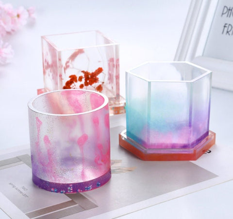 Pen Holder Storage Container Silicone Resin Mold - Pencil Cup Mold - Makeup Brush Holder Mold - Silicone Mold for Epoxy Resin - Vase Mold