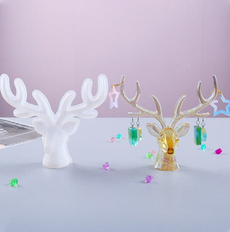 Deer Silicone Resin Mold, Earring Holder, Antler Silicone Epoxy Resin Casting Mold, Earring Hanging Holding, Home Decoration Resin Craft DIY