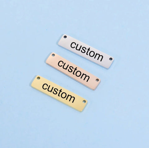 20 Personalized Laser Engraved Tag with Logo , Custom Clothing Metal Tag , Custom Clothing Labels, Sewing Metal Nameplates Connector