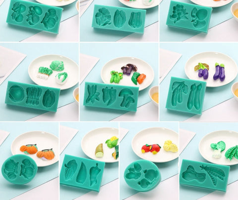 Vegetables Silicone Mould Mold, Resin Mold, Carrot, Radish, Pepper, Tomato, Cabbage, Fondant Chocolate, Cupcake Decorating, Veggies Mold