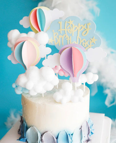Cloud Cake Topper - Cloud Cake Decorations - Baby Shower Kids Birthday Party Cake - Cupcake - White Cloud Garland DIY Kit Balloon Wedding