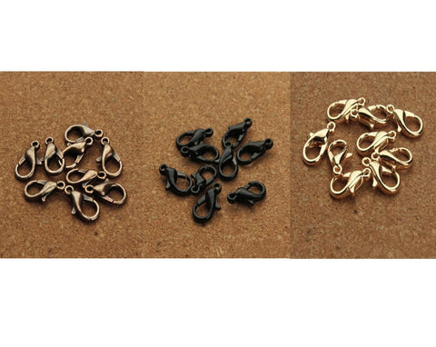 Lobster Clasps 10mm 12mm 14 16 18 21 23 mm Lobster Clasp Jewelry Clasps, Metal Clasps Necklace Supplies - Gold Bronze Black Bulk Alloy