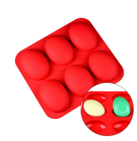 Soap Mold - 6 Cavities - Round Oval Silicone Soap Mold - Plaster Mold Ice Mold Silicone Mold Chocolate Mold - Polymer Clay Resin Moulds