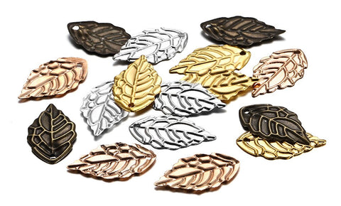 Shiny Gold Leaf Charms, Leaf Pendant, Gold Silver Bracelet Beads, Tiny Leaf Charms, Small Leaf Pendant, Gold Plated Findings, Jewelry Making