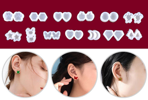 Stud Earring Mold - Resin Earring Mold - Pendant Silicone Mold - Epoxy Resin Jewelry Making Fashion Butterfly Star Heart Diamond Moon Round