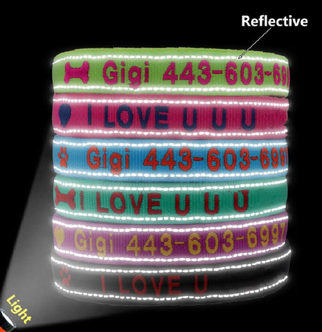 Personalized Dog Collar, Custom Collar Embroidered with Pet Name Phone Number, Reflective Pet Collar, Dog Collar, Small Medium Large Dogs