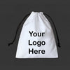 100 Custom Jewelry Pouch - Personalized Drawstring Pouch - White Cotton Drawstring Bag - Jewelry Bag With Logo - Jewellery Packaging Bulk