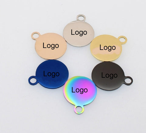 Custom Stainless Steel Charm, Round Rose Gold Silver Personalized Charm, Logo Charm, Laser Engraved Charm Beads For Jewelry Bracelets Making