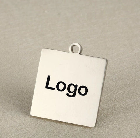 Square Personalized Charm, Custom Stainless Steel Charm Silver, Logo Charm, Laser Engraved Charm Beads For Jewelry Bracelets Making
