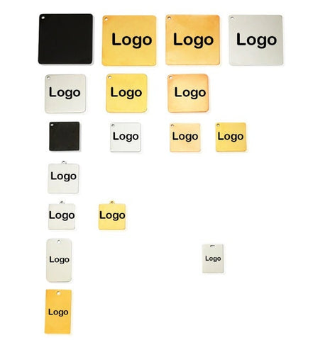 Personalized Stainless Steel Charm, Laser Engraved, Square Rectangle Charm, Custom Laser Charm, Text Silver Gold DIY Jewelry Making Supplies