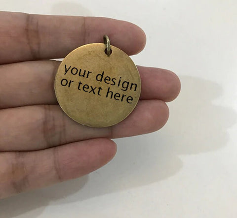 25 Personalized Charm - Custom Charm - Round Engraved Charm - Rustic Bronze Charm Laser Engraved DIY Charms for Crafts Twist Bracelet