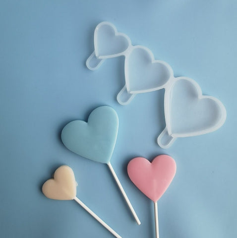 Silicone Heart Lollipop Mold - Candy Making Supplies - Candies Sucker Candy Sweet Treat Flexible Plastic Mold For Resin Crafts Polymer Clay