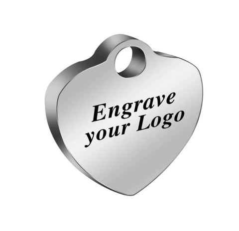 50 Personalized Charm - Custom Charm - Engraved Heart Charm - Gold Stainless Steel Charm Laser Engraved DIY Charms for Crafts Twist Bracelet