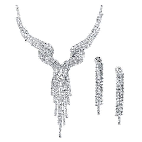 Jewelry - Lightningstore Austrian Crystal Bridal Jewelry Sets For Women Long Tassel Statement Necklace/earrings Set - Over 15 Designs To Choose From