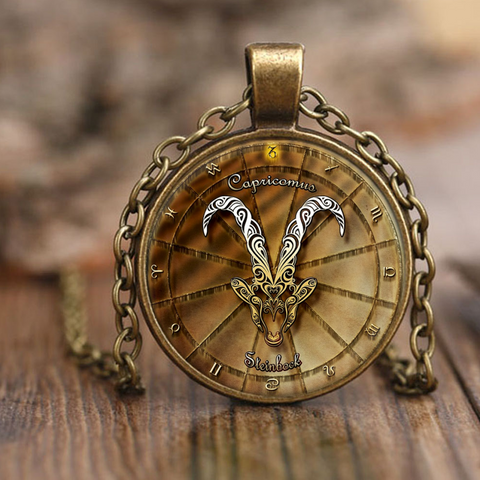 Capricorn Zodiac Sign Pendant Necklace - Charm Good Luck Astrology Horoscope Jewelry