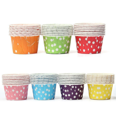 Kitchen - LightningStore 100 Pieces/order Colorful Paper Cupcake Liners Muffin Cases Greaseproof Dessert Baking Cups Yellow Pink Purple Green Red Blue Dots Pattern