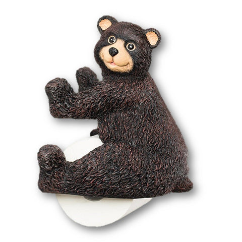 Kitchen - LightningStore Stylish Cute Resin Black Bear Mounted Paper Towel Holder - Excellent For Using At Home Or Office