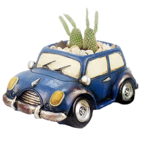 Lawn & Patio - LightningStore Blue Car Succulent Plants Pot Microlandschaft Personalized Office House Balcony Landscape Pot Creative Decorative Flower Pots