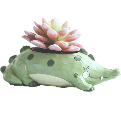 Lawn & Patio - LightningStore Cute Green Alligator Crocodile Dinosaur Unicorn Blue Elephant Whale White Duck Succulent Plants Personalized Office House Balcony Landscape Creative Decorative Flower Pots