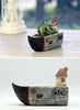 Lawn & Patio - LightningStore Cute Grey Gray Brown Ship Boat House Succulent Plants Pot Microlandschaft Personalized Office House Balcony Landscape Pot Creative Decorative Flower Pots