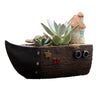 Lawn & Patio - LightningStore Cute Grey Gray Brown Ship Boat House Succulent Plants Pot Microlandschaft Personalized Office House Balcony Landscape Pot Creative Decorative Flower Pots
