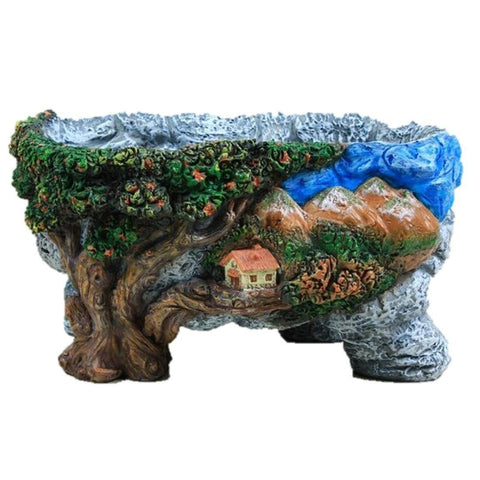 Lawn & Patio - LightningStore Cute Home Jungle Forest Mountain Succulent Plants Pot Microlandschaft Personalized Office House Balcony Landscape Pot Creative Decorative Flower Pots