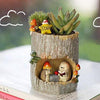 Lawn & Patio - LightningStore Gray Grey Log Succulent Plants Pot Microlandschaft Personalized Office House Balcony Landscape Pot Creative Decorative Flower Pots