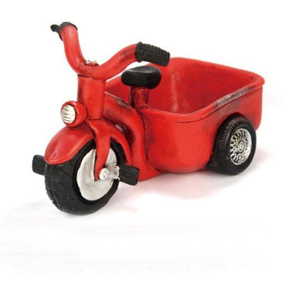 Lawn & Patio - LightningStore Red Three Wheel Motorcycle Tricycle Succulent Plants Pot Microlandschaft Personalized Office House Balcony Landscape Pot Creative Decorative Flower Pots
