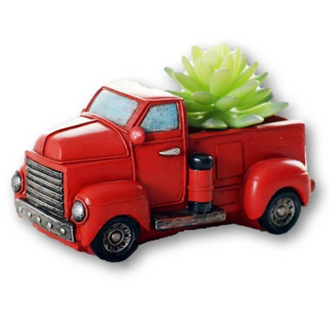 Lawn & Patio - LightningStore Red Truck Succulent Plants Pot Microlandschaft Personalized Office House Balcony Landscape Pot Creative Decorative Flower Pots