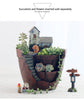 Lawn & Patio - LightningStore Succulent Plants Pot Microlandschaft Personalized Office House Balcony Landscape Pot Creative Decorative Flower Pots + Mini Figures Bundle