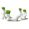 Lawn & Patio - LightningStore White Hip Sitting Standing Bending Akimbo 4 Shapes DIY Mini Novel Bonsai Grass Doll Hair Lazy Man Succulent Plants Pot