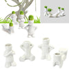 Lawn & Patio - LightningStore White Hip Sitting Standing Bending Akimbo 4 Shapes DIY Mini Novel Bonsai Grass Doll Hair Lazy Man Succulent Plants Pot