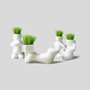 Lawn & Patio - LightningStore White Hip Sitting Standing Bending Akimbo 4 Shapes DIY Mini Novel Bonsai Grass Doll Hair Lazy Man Succulent Plants Pot