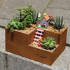 Lawn & Patio - LightningStore Wooden Flower Pot Succulent Plants Pot Microlandschaft Personalized Office House Balcony Landscape Pot Creative Decorative Flower Pots + LightningStore Mini Figures Set