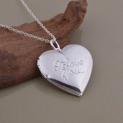 LightningStore Silver I Love You Locket Necklace With Engraving