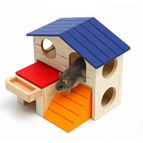 Pet Products - Cute Adorable Brown Blue Red Yellow Hamster Rat Guinea Pig Home - Excellent For Putting Inside The Cage - Decorate And Personalize Your Pet's House With This Lovely Accessory