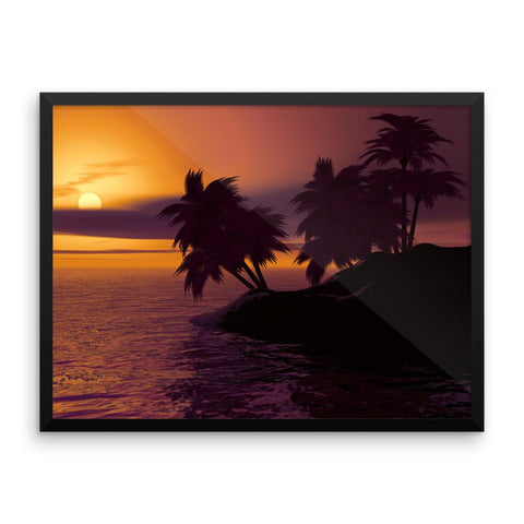 Sunset Trees Framed Photo Poster Wall Art Decoration Decor For Bedroom Living Room