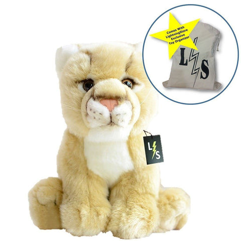 Toy - LightningStore Adorable Cute Baby Lion Cub Puma Stuffed Animal Doll Realistic Looking Plush Toys Plushie Children's Gifts Animals + Toy Organizer Bag Bundle