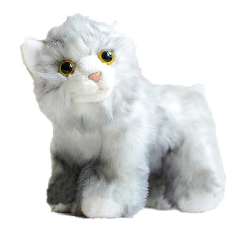 Toy - LightningStore Adorable Cute Gray White Cat Doll Big Eyes Realistic Looking Stuffed Animal Plush Toys Plushie Children's Gifts Animals