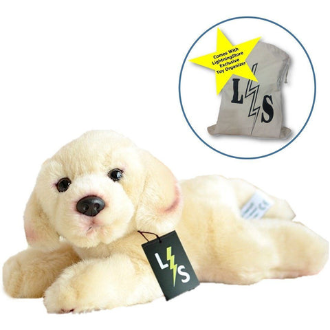 Toy - LightningStore Adorable Cute Labrador Golden Retriever Puppy Baby Dog Doll Realistic Looking Stuffed Animal Plush Toys Plushie Children's Gifts Animals + Toy Organizer Bag Bundle