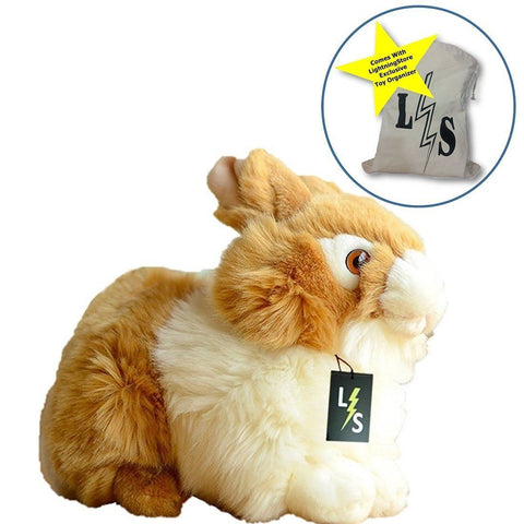 Toy - LightningStore Adorable Cute Netherland Dwarf Rabbit Bunny Stuffed Animal Doll Realistic Looking Plush Toys Plushie Children's Gifts Animals + Toy Organizer Bag Bundle
