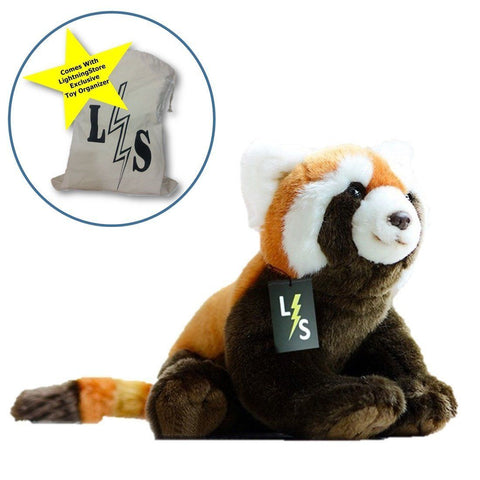 Toy - LightningStore Adorable Cute Orange And Black Sitting Red Panda Doll Realistic Looking Stuffed Animal Plush Toys Plushie Children's Gifts Animals + Toy Organizer Bag Bundle