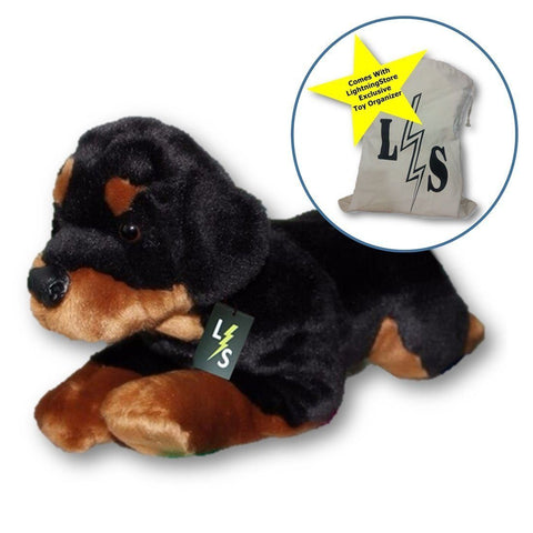 Toy - LightningStore Adorable Cute Rottweiler Puppy Dog Doll Stuffed Animal Doll Realistic Looking Plush Toys Plushie Children's Gifts Animals + Toy Organizer Bag Bundle
