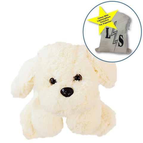 Toy - LightningStore Adorable Cute White Cream Puppy Dog Doll Realistic Looking Stuffed Animal Plush Toys Plushie Children's Gifts Animals + Toy Organizer Bag Bundle