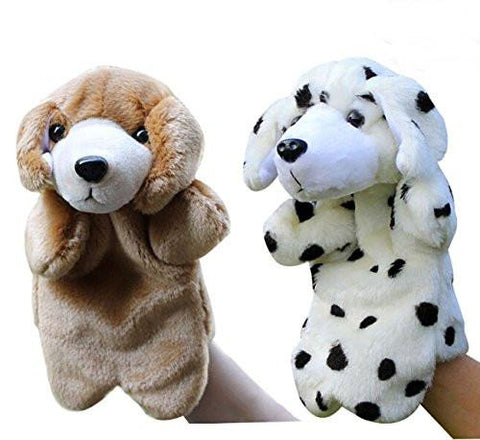 Toy - LightningStore Cute Brown Black And White Oreo Cookie And Cream Dalmatian Dog Hand Puppet For Story Telling Bedtime Stories Doll Realistic Looking Stuffed Animal Plush Toys Plushie Children's