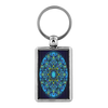 Blue Flower of Life Mandala Keychain - Spiritual Sacred Geometry Keychain - Yoga Keychain